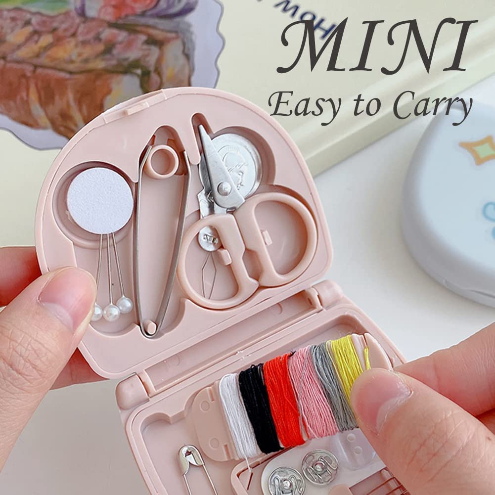 Mini Travel Sew Kit Beginner Mini Sewing Box Pocket Folding Sewing Kit, with Sewing Needle, Thread, Cutton, Pin, Scissors, Clip, Needle Threader - 1 Pc