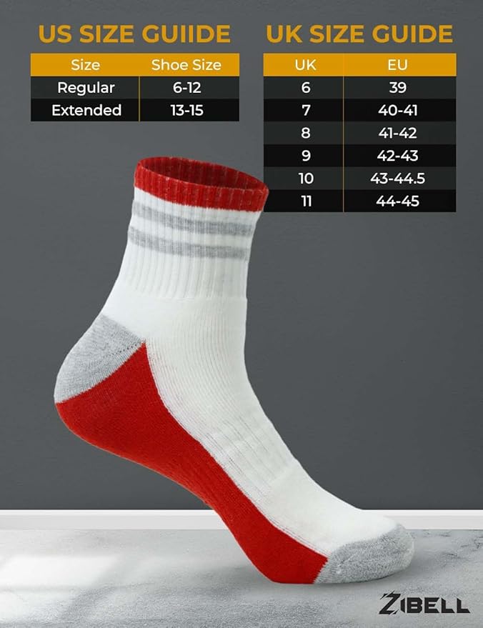 ZIBELL Athletic Ankle Socks, Pack of 4, Breathable Cotton, US Size 9-12, Multi-Color, Multicolor, 9-12