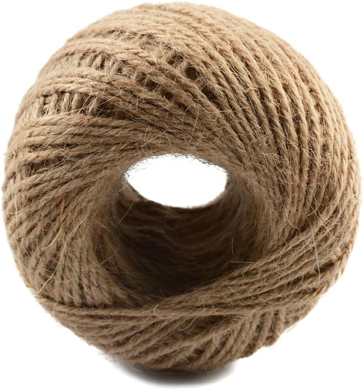 Natural Jute Twine String Roll - 25 Meters, 2 Ply - Collection for Christmas Decor Artworks and Crafts, Gift Wrapping, Picture Display and Gardening（Natural Color）