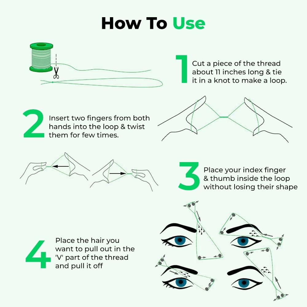 Organic Cotton Eyebrow Threading Thread Tool for Women - 8 Spools x 300 Meters - Thread for Eyebrows Threading - Upperlips Shaping - Forehead Chin Hair Removal Thread - Salon Spa Home