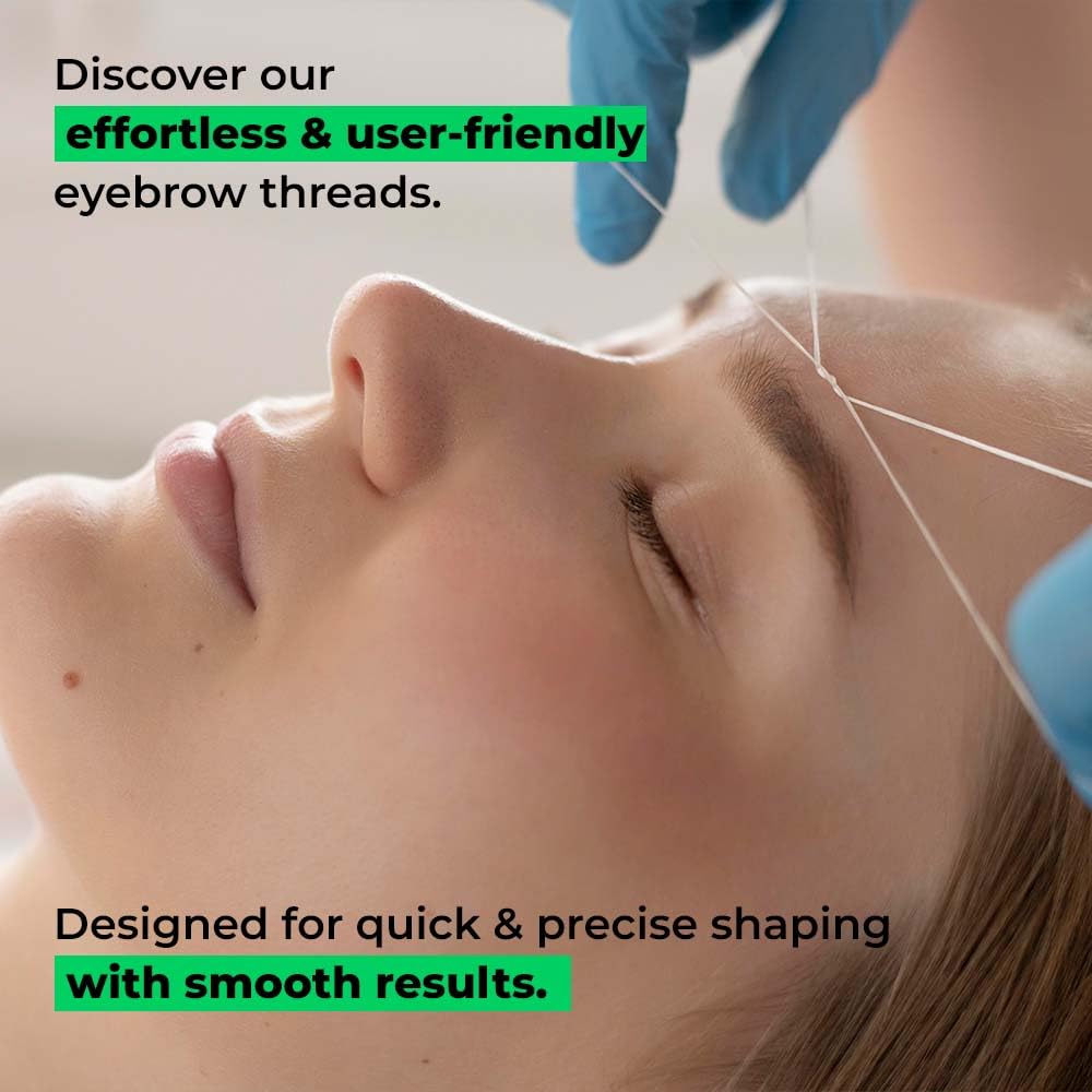 Organic Cotton Eyebrow Threading Thread Tool for Women - 8 Spools x 300 Meters - Thread for Eyebrows Threading - Upperlips Shaping - Forehead Chin Hair Removal Thread - Salon Spa Home