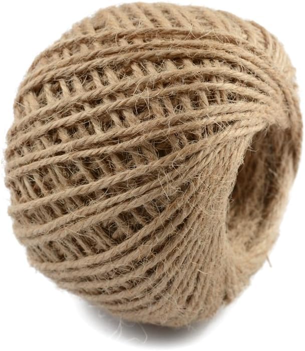 Natural Jute Twine String Roll - 25 Meters, 2 Ply - Collection for Christmas Decor Artworks and Crafts, Gift Wrapping, Picture Display and Gardening（Natural Color）