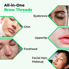 Organic Cotton Eyebrow Threading Thread Tool for Women - 8 Spools x 300 Meters - Thread for Eyebrows Threading - Upperlips Shaping - Forehead Chin Hair Removal Thread - Salon Spa Home