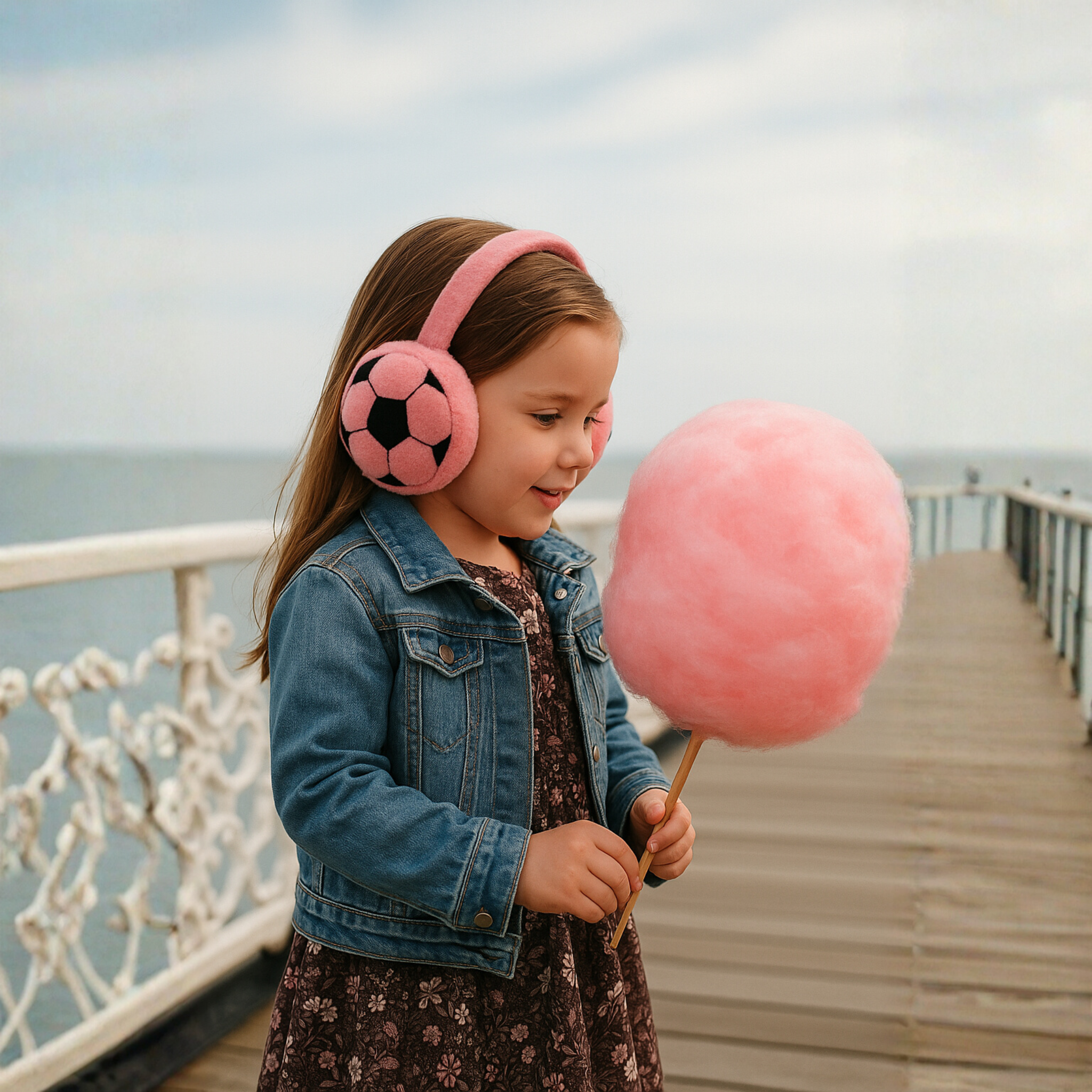 ZIBELL Winter Ear Warmers for Boys & Girls – Plush Faux Fur Football Pattern Earmuffs, Windproof & Comfortable Fit