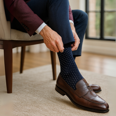 ZIBELL Crew Length Calf Socks for Men, Premium Combed Cotton, Set of 5, Seamless, Formal and Dress Socks