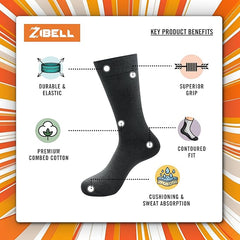 ZIBELL Bamboo Crew Socks for Men, Calf Length, Pack of 5, Breathable Comfort, Formal Socks, Full Length, Odour Free & Cushioned Base, Assorted Colours, Softer than Regular Socks