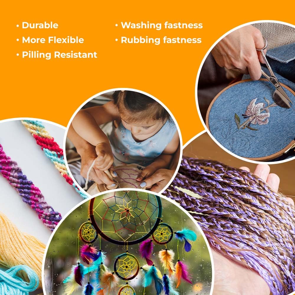 Embroidery Floss Rainbow Color 100 Skeins Per Pack Cross Stitch Thread Friendship Bracelets String Embroidery Thread Cotton Floss Bracelet Yarn Crafts Floss by ZIBELL (Rainbow)