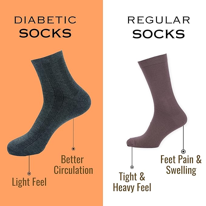 ZIBELL Ankle Length Diabetic Socks for Men -Pack of 5 - Health Socks - Ankle Length Socks -Soft, Breathable, Non-Binding, Moisture Control, Boosts Circulation, Ideal For Neuropathy, Assorted