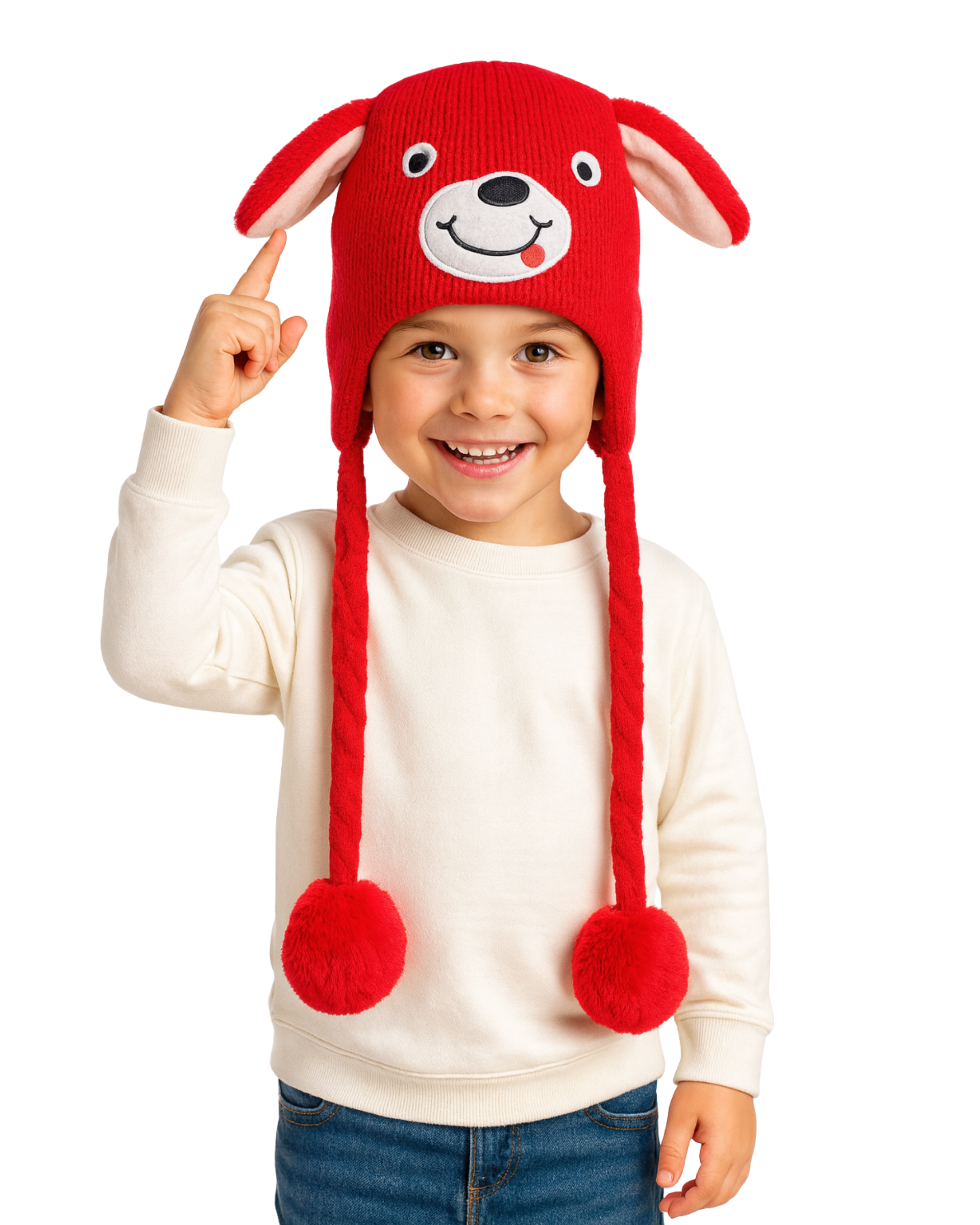 Zibell Kids Winter Animal Ear Knit Hat – Warm Cartoon Pom Pom Beanie for Boys & Girls