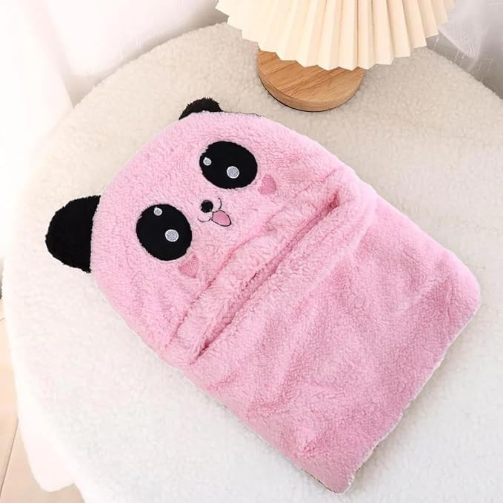 Zibell Panda Winter Hat for Kids – Woolen Comfort with Plush Neck Wrap