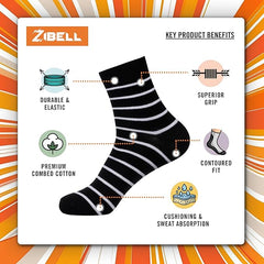ZIBELL Ankle Length Socks for Men Combo Pack of 5 - Cotton Breathable Material, Premium Ankle Socks for Men, Comfortable Socks for Casual and Formal Attire
