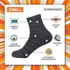ZIBELL Ankle Length Socks for Men Combo Pack of 5 - Combed Cotton Terry Towel Breathable Material, Premium Ankle Socks for Men Cotton Terry, Comfortable Socks for Casual and Formal Attire