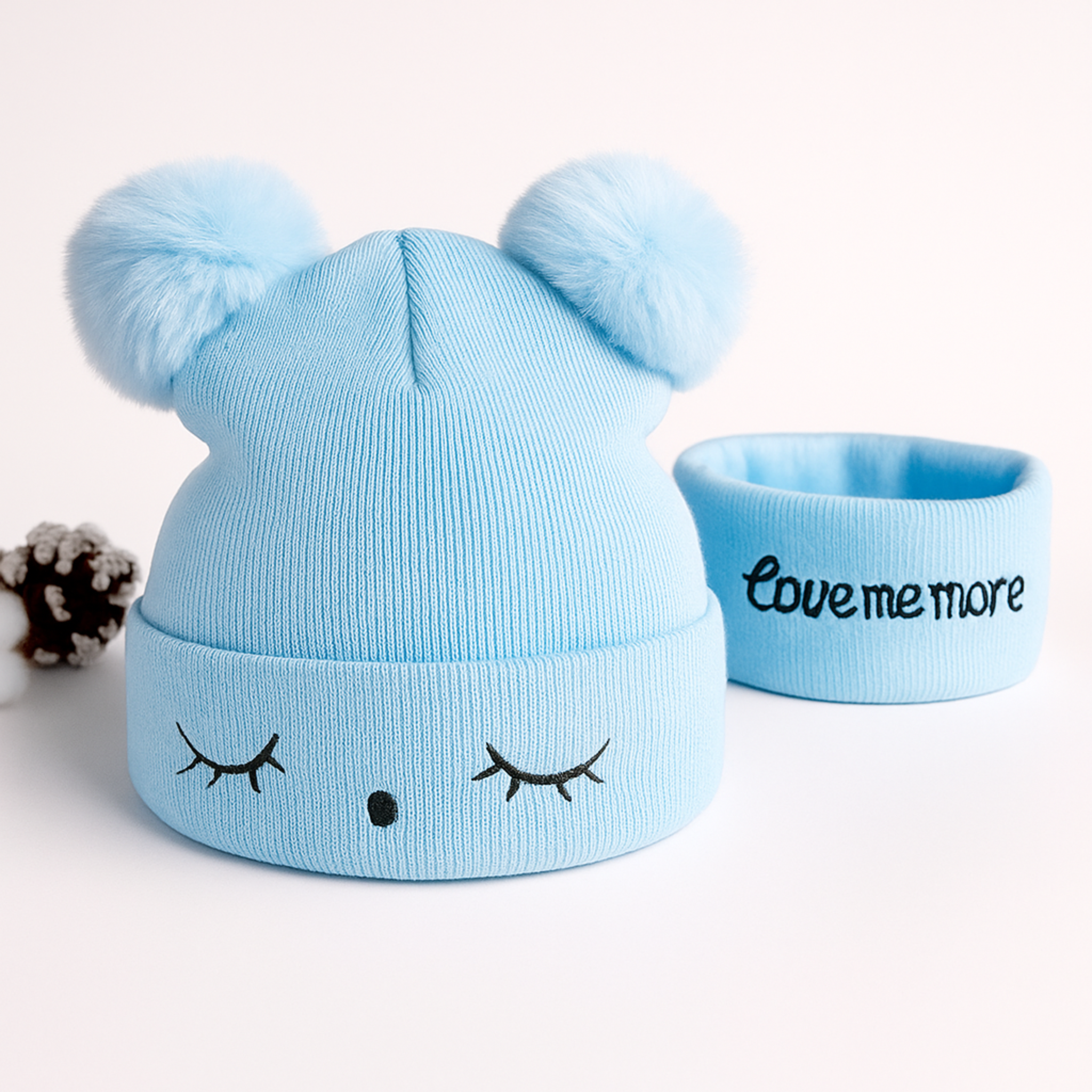 ZIBELL Baby & Toddler Winter Wool Beanie and Neck Scarf Set – Warm Knit Fuzzy Hat for Boys & Girls (0–4 Years)