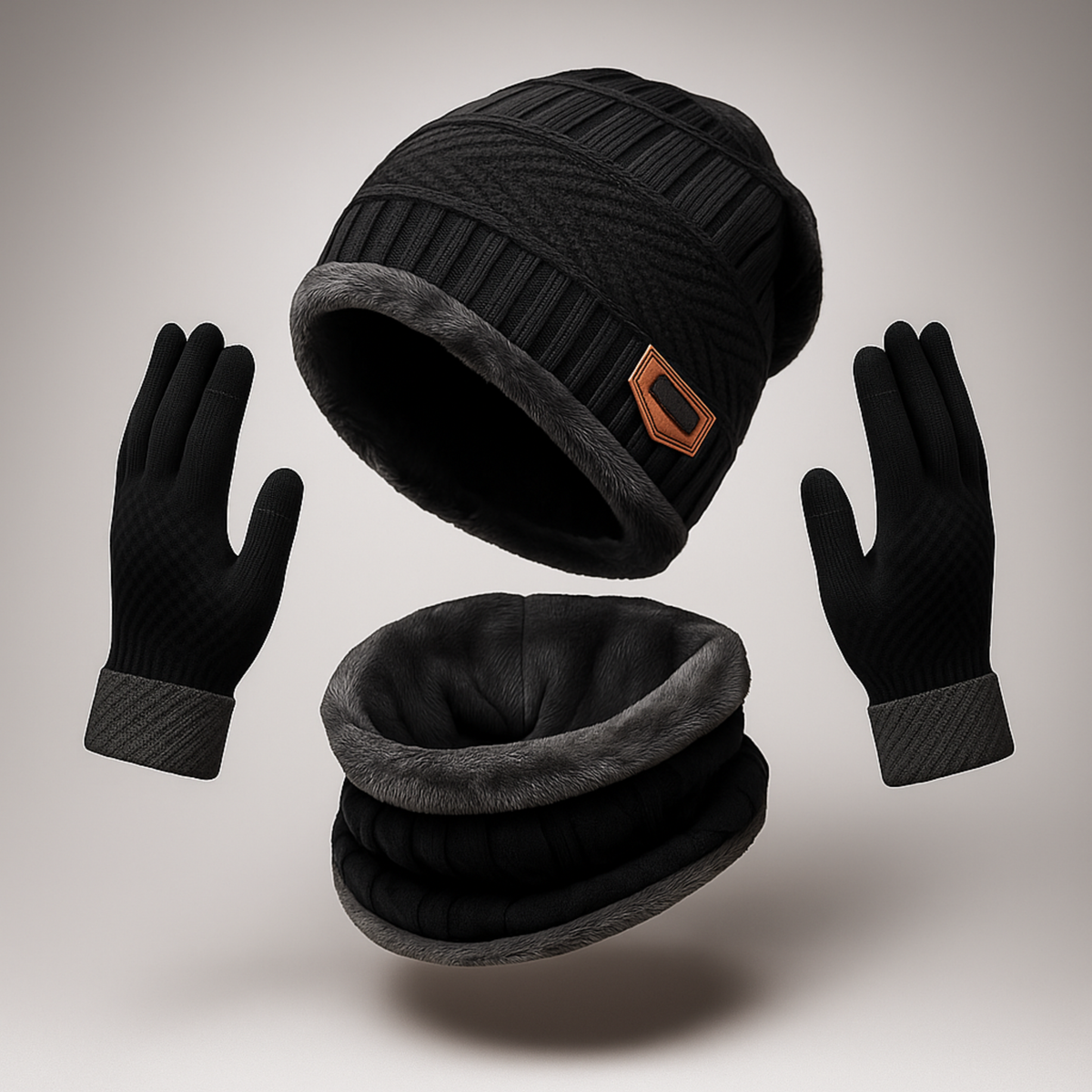Zibell Ultra-Warm Winter Set for Men – Neck Warmer, Beanie & Gloves Combo