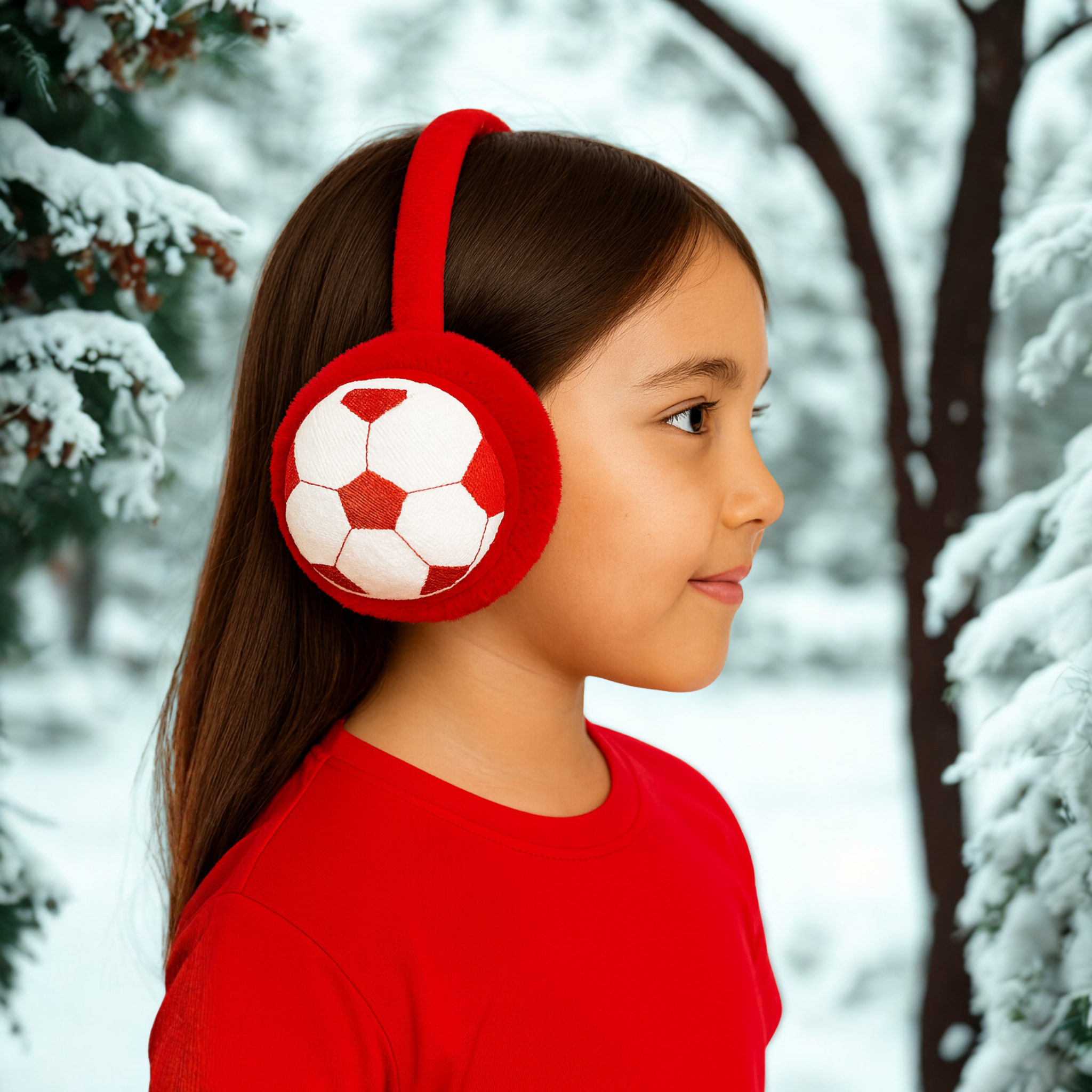ZIBELL Winter Ear Warmers for Boys & Girls – Plush Faux Fur Football Pattern Earmuffs, Windproof & Comfortable Fit
