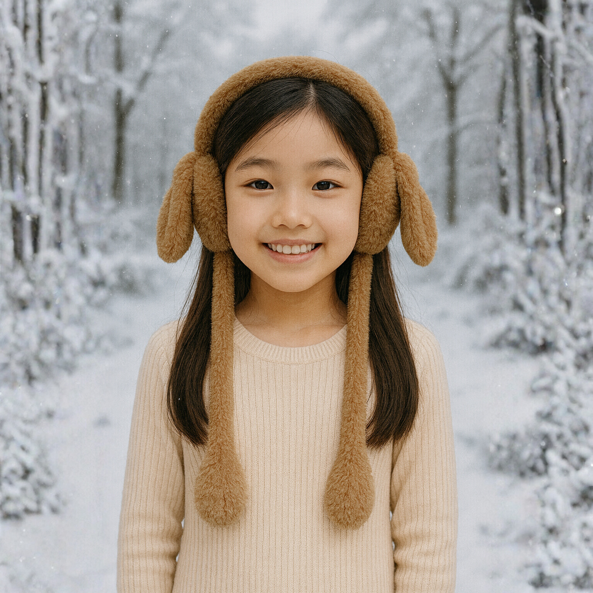 Zibell Fluffy Bunny Ear Muffs – Soft Plush Warmers for Cozy Winter Days