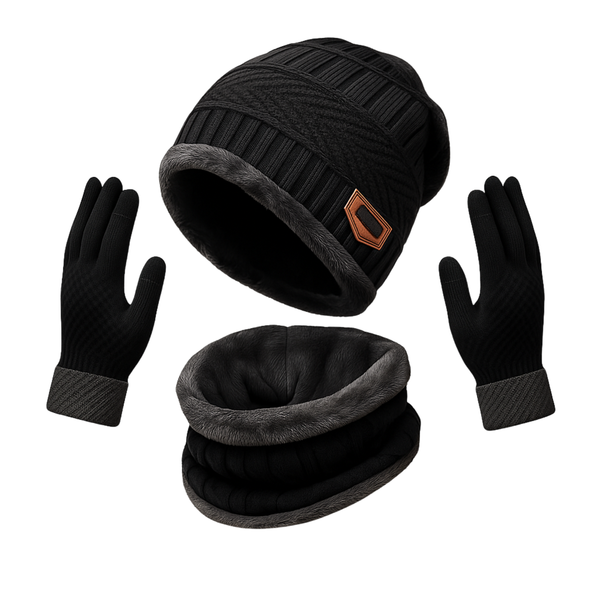 Zibell Ultra-Warm Winter Set for Men – Neck Warmer, Beanie & Gloves Combo