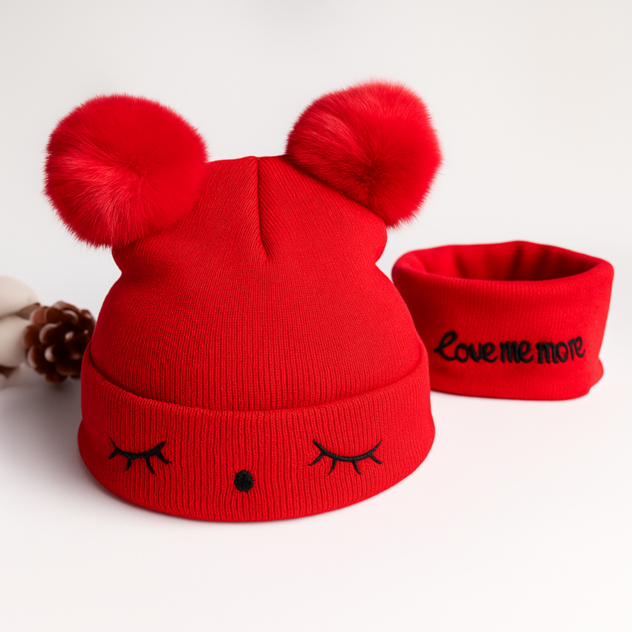 ZIBELL Baby & Toddler Winter Wool Beanie and Neck Scarf Set – Warm Knit Fuzzy Hat for Boys & Girls (0–4 Years)