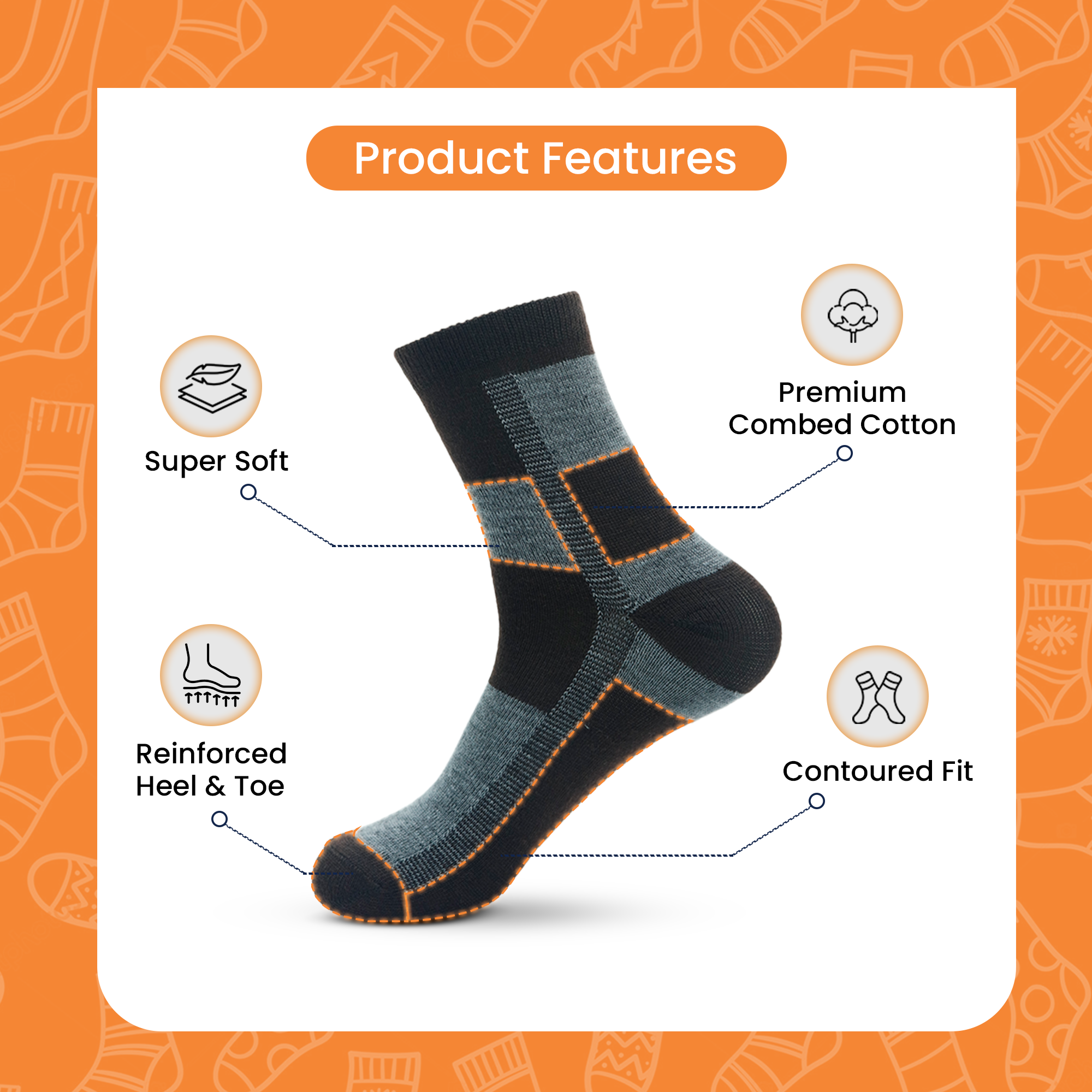 ZIBELL Men's Cotton Blend Ankle Socks, Checkered Pattern, Pack of 6