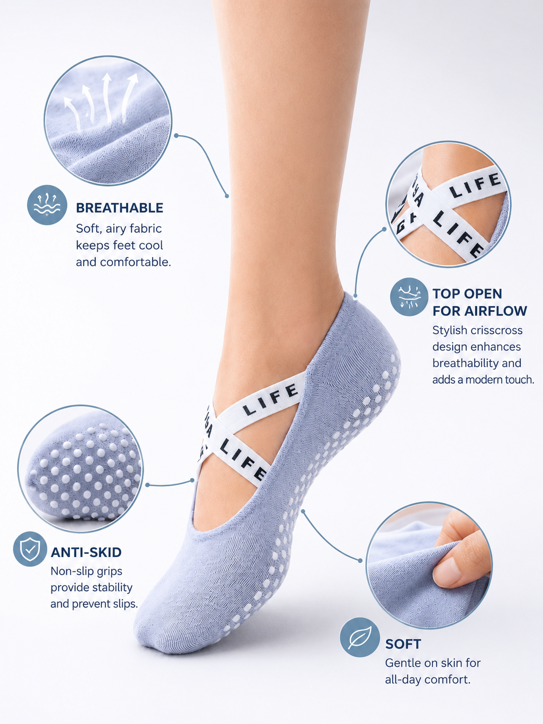 Women's Non-Slip Yoga & Pilates Grip Socks