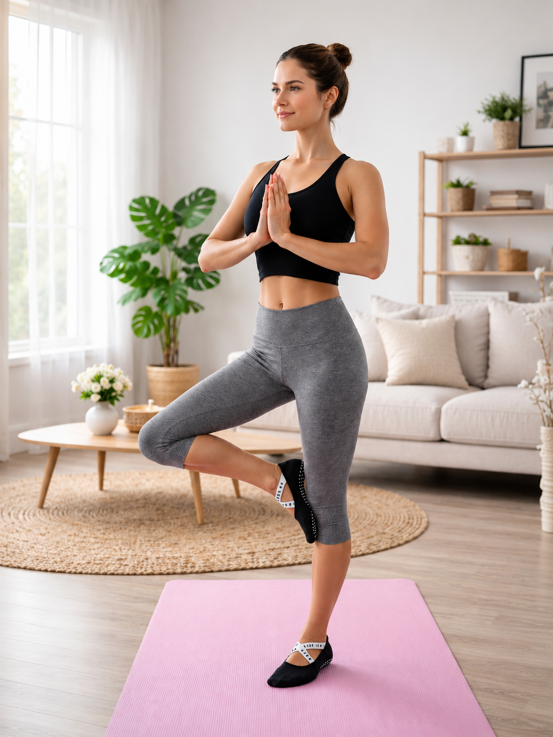 Women's Non-Skid Yoga Socks with Grip Sole for Pilates & Barre