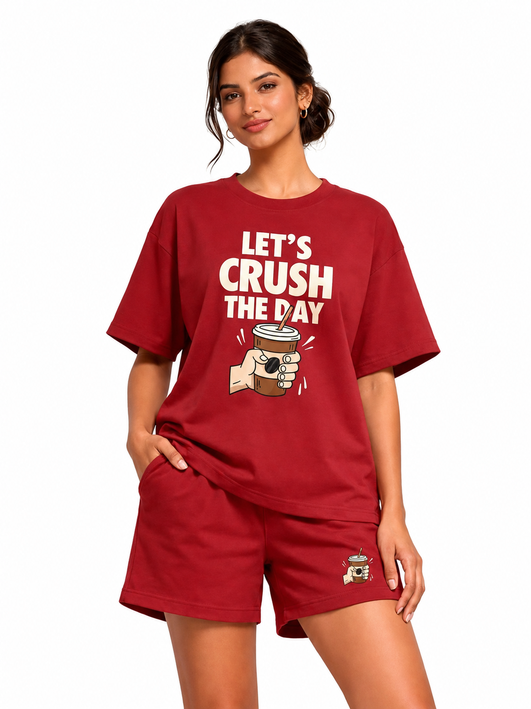 Women’s Soft Cotton Summer Wear– Graphic T-Shirt & Shorts Co-Ord Set