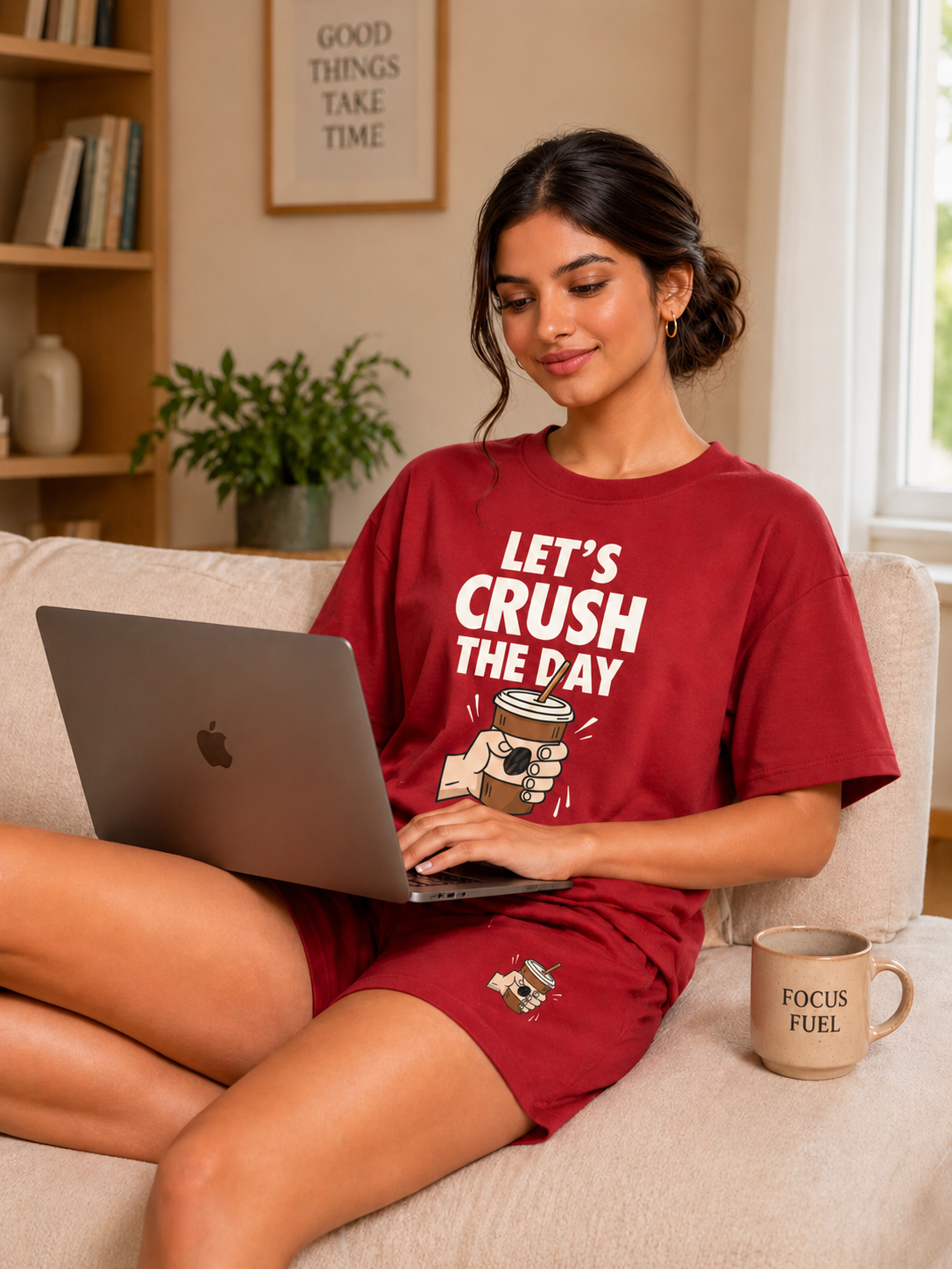 Women’s Soft Cotton Summer Wear– Graphic T-Shirt & Shorts Co-Ord Set