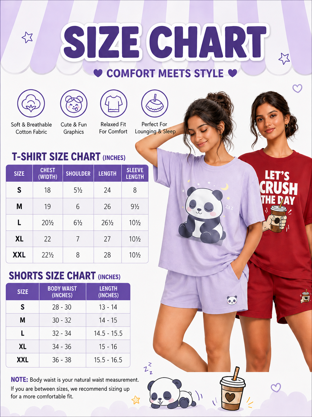 Women’s Soft Cotton Summer Wear– Graphic T-Shirt & Shorts Co-Ord Set
