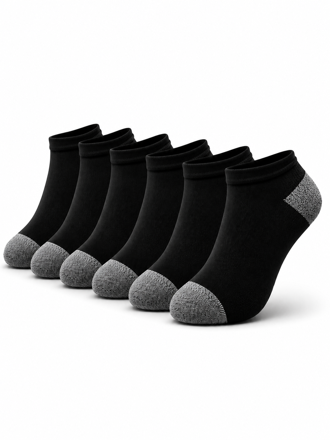 Men’s Black Ankle Socks Pack of 6 – Breathable Cotton Ankle Length Socks for Summer