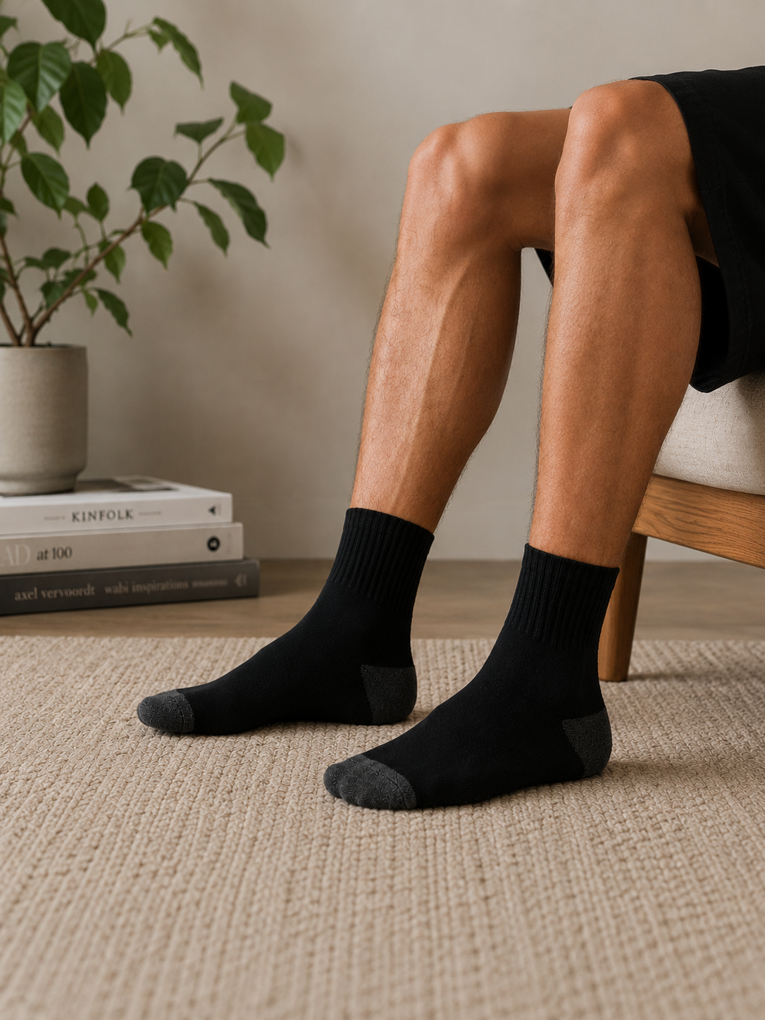 Men’s Cotton Black Ankle Length Socks (Pack of 6 Pairs)