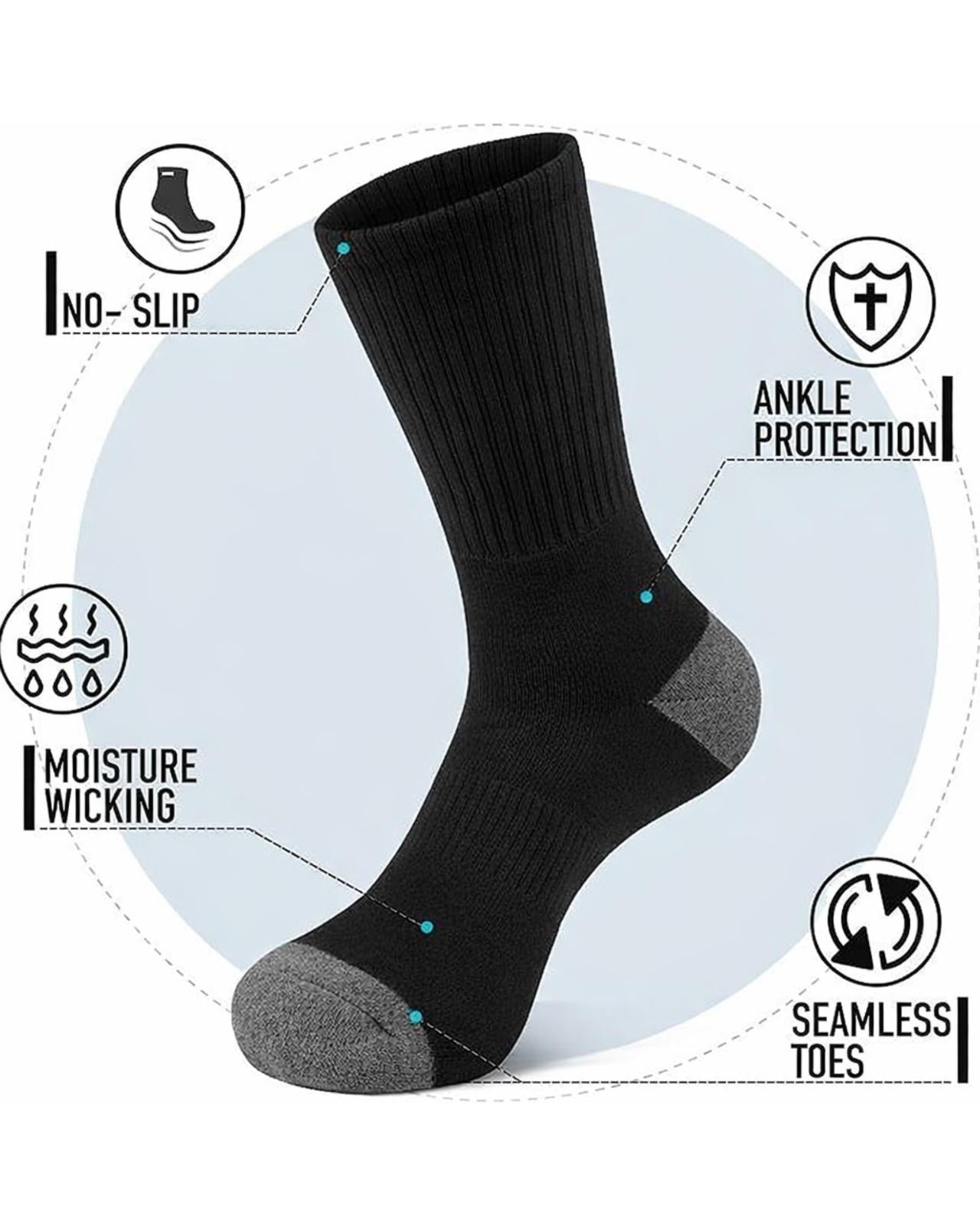 Men’s Cotton Black Crew Length Full Socks (Pack of 6 Pairs)