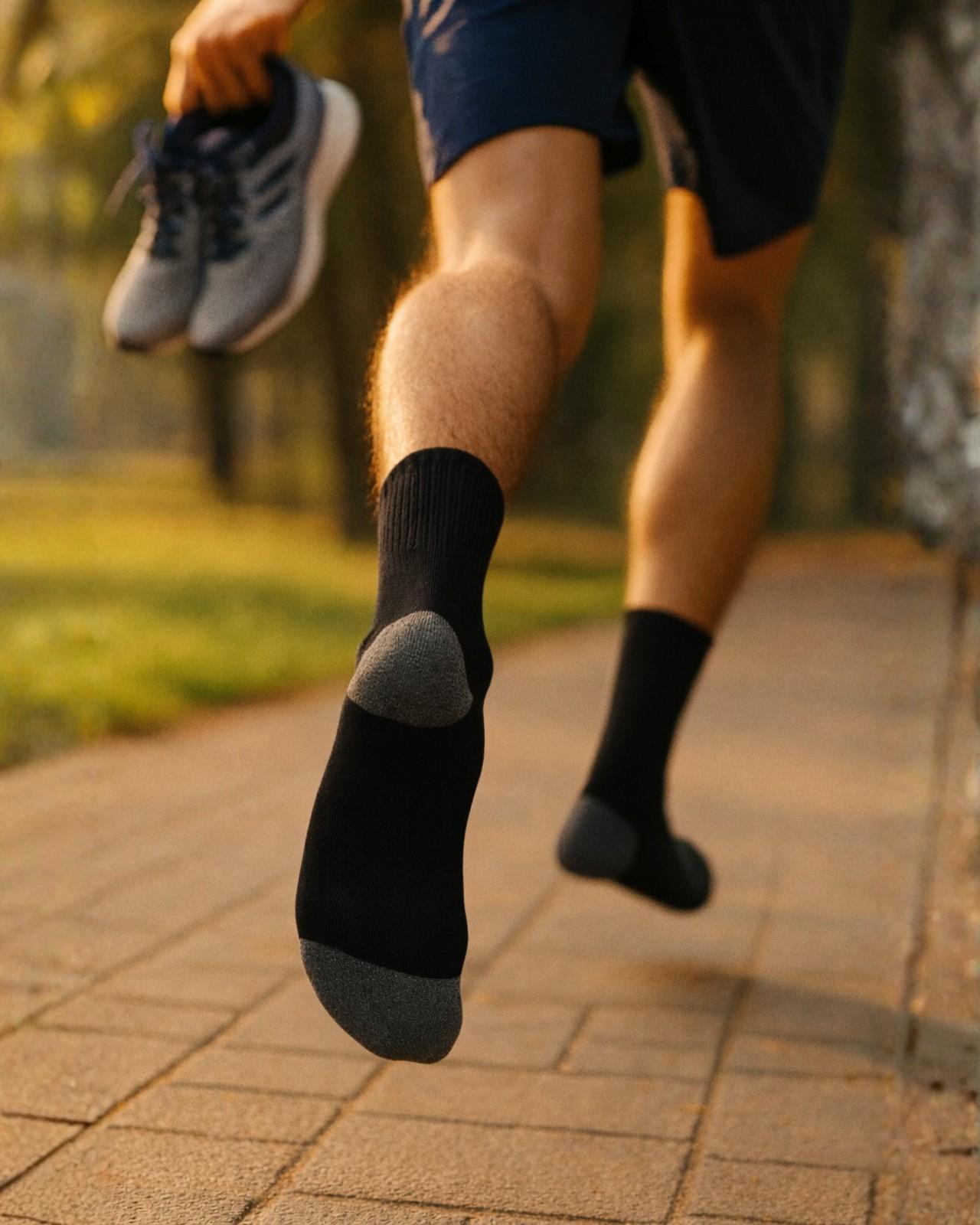 Men’s Cotton Black Crew Length Full Socks (Pack of 6 Pairs)