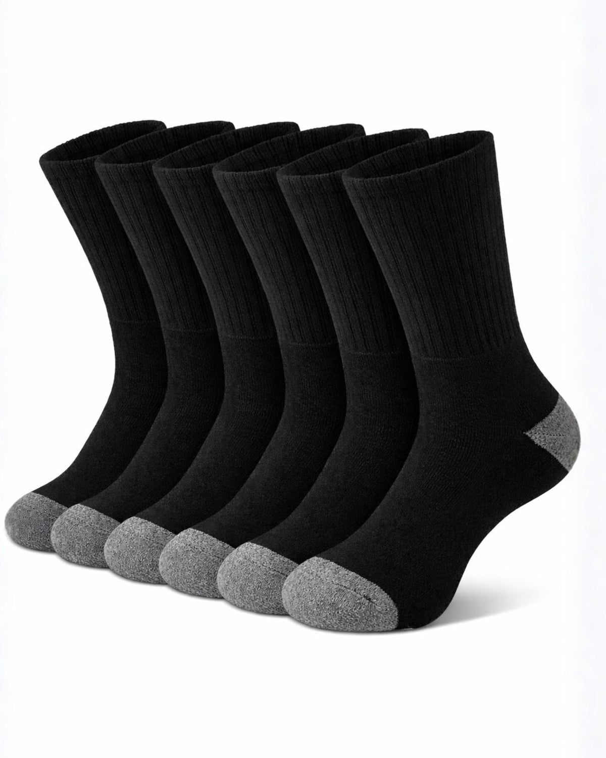 Men’s Cotton Black Crew Length Full Socks (Pack of 6 Pairs)