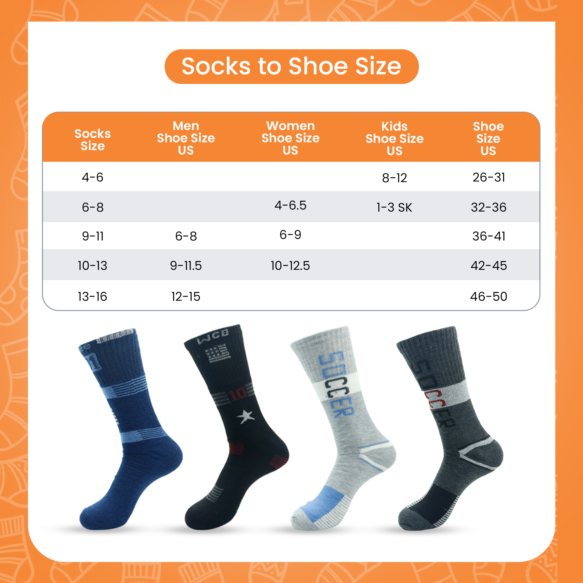 ZIBELL Athletic Soccer Socks, Premium Cotton, Full Length, Pack of 4, Reinforced Heel and Toe