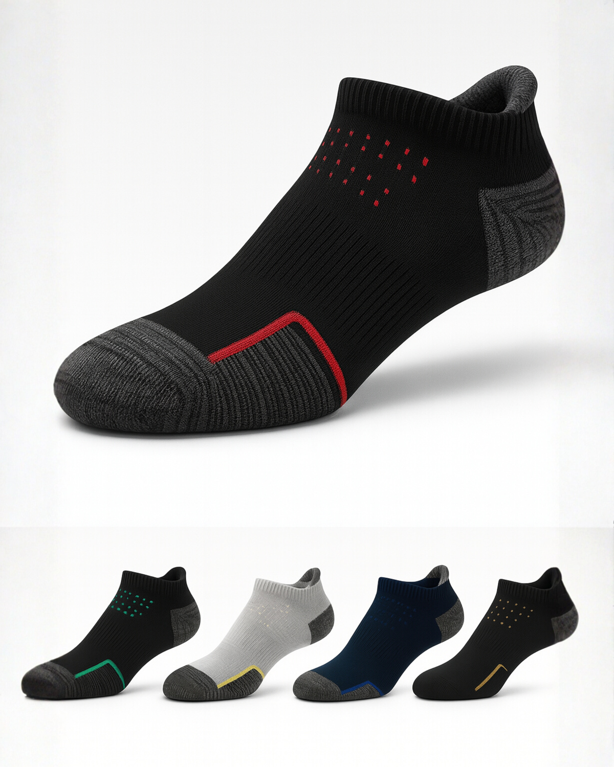 ZIBELL Pack of 5 Ankle Sports Socks for Men & Women, Athletic Running Socks, Suitable Made With Durable, Breathable Cotton