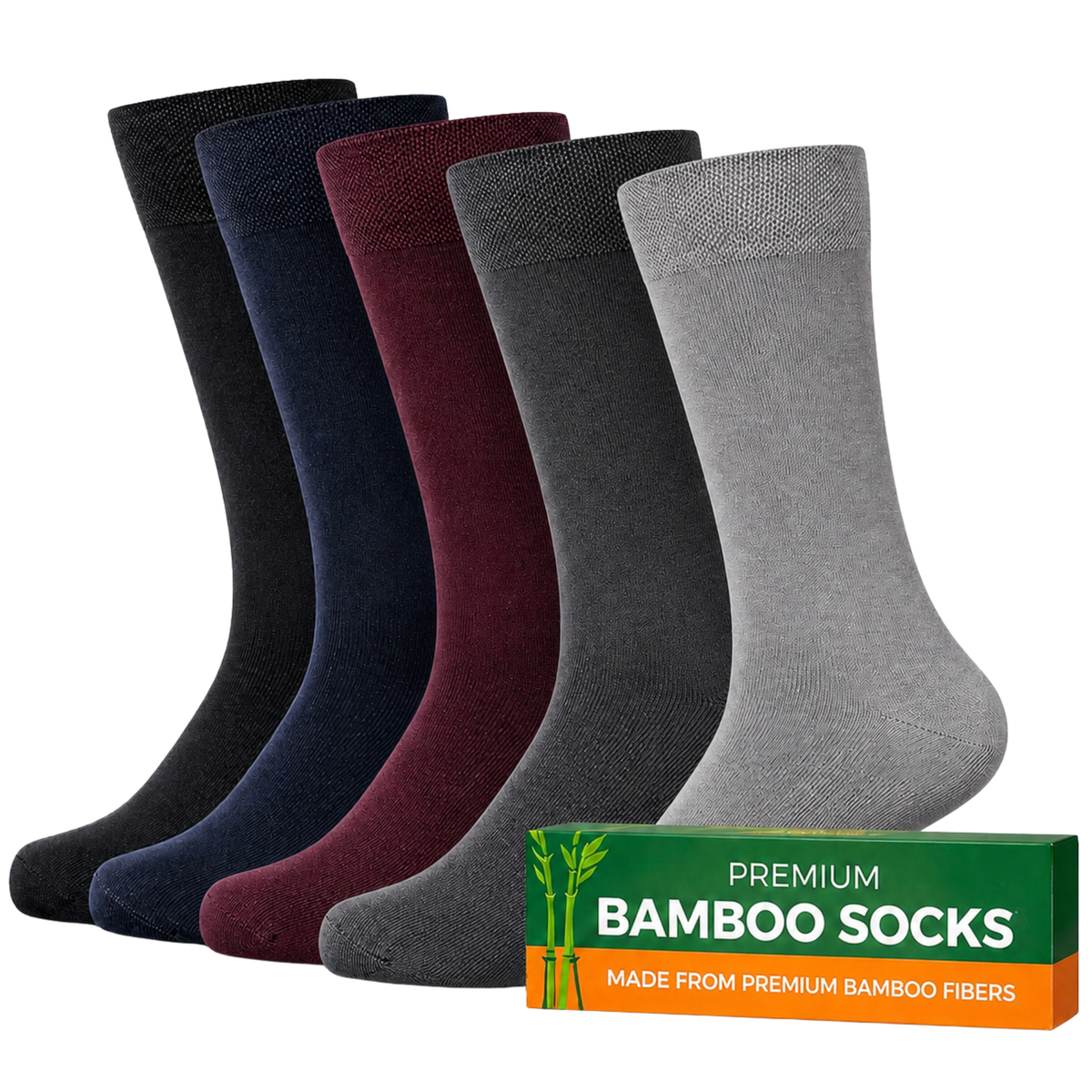 Pack of 5 Bamboo Crew Socks for Men & Women – Ultra Soft Breathable Moisture-Wicking Comfort Socks, 5-Pair Pack