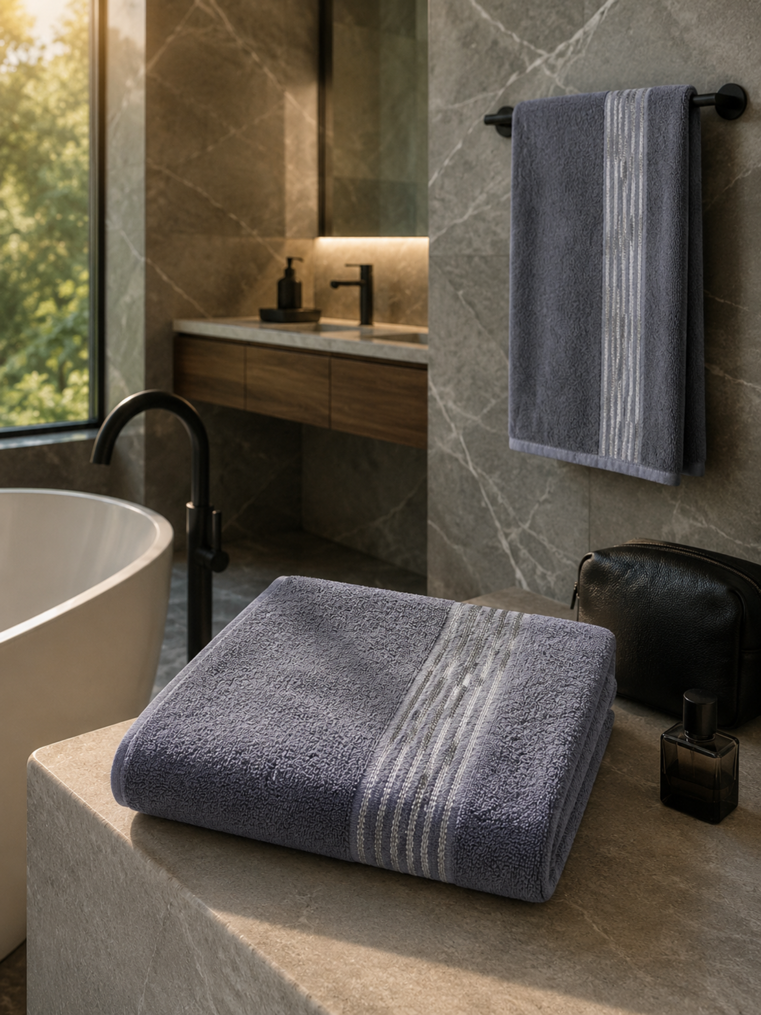 Zibell 100% Cotton Bath Towel for Men – 500 GSM Premium Soft & Absorbent Towel, 30 x 60 Inches, Grey