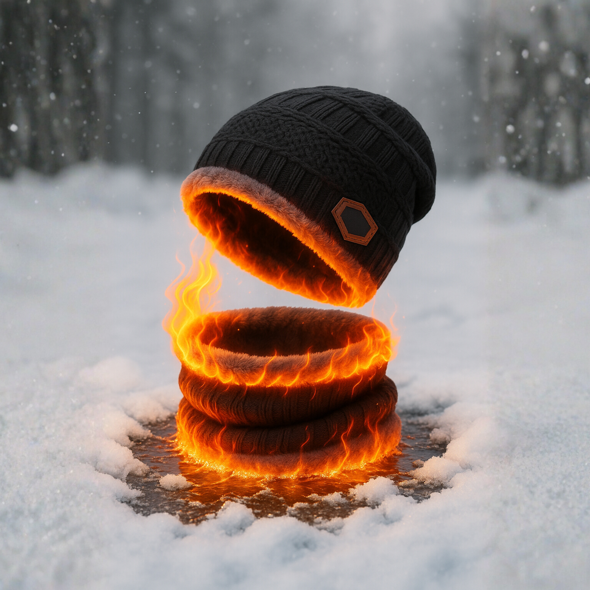 ZIBELL 2-Piece Winter Hat & Scarf Set for Men & Women – Free Size